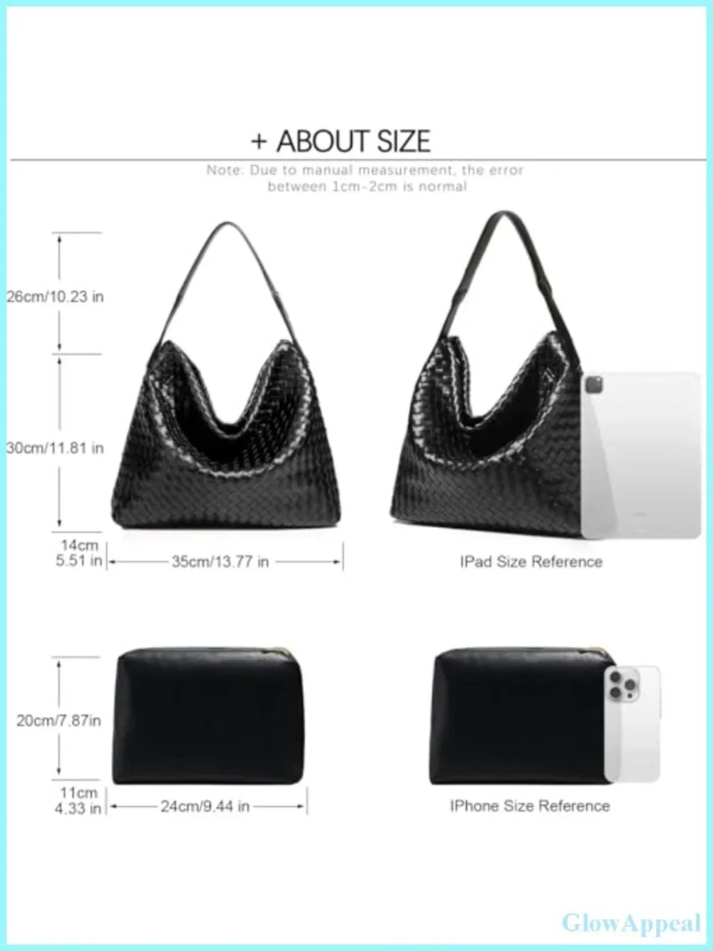 Vegan Leather Woven Hobo Tote Bag with Clutch Crossbody Shoulder Handbag